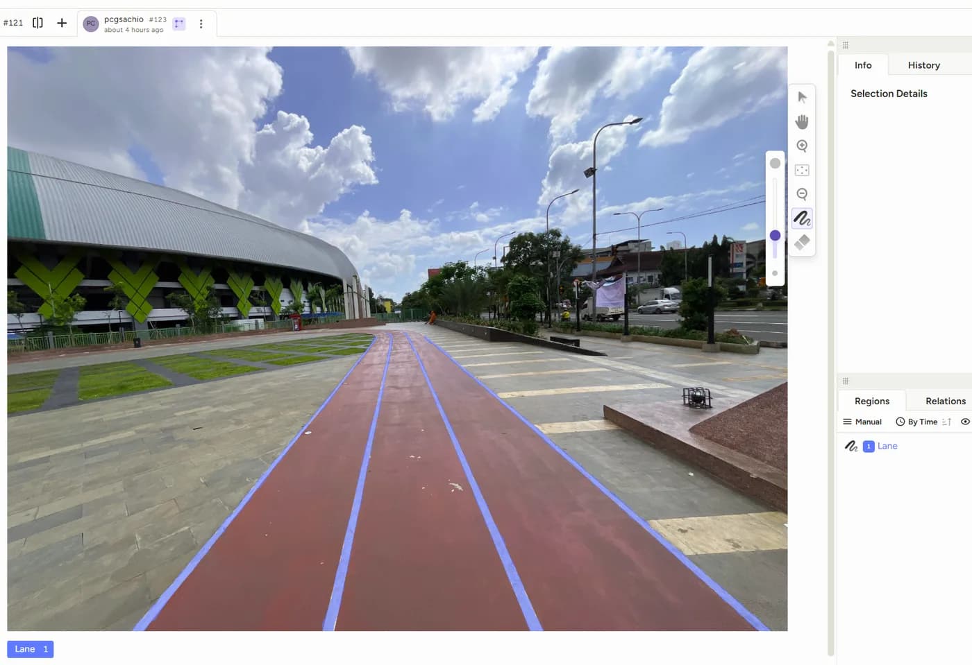 Lane-line segmentation annotation in Label Studio