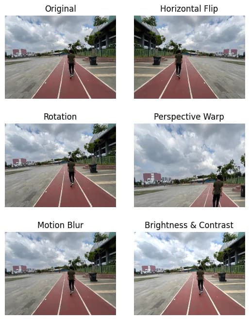 The five augmentation techniques applied individually to one source image